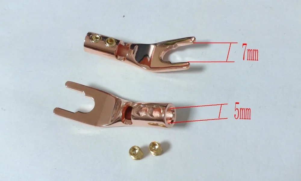 10pcs Red Copper Speaker Cable Spade Connector Terminal Plug adapter