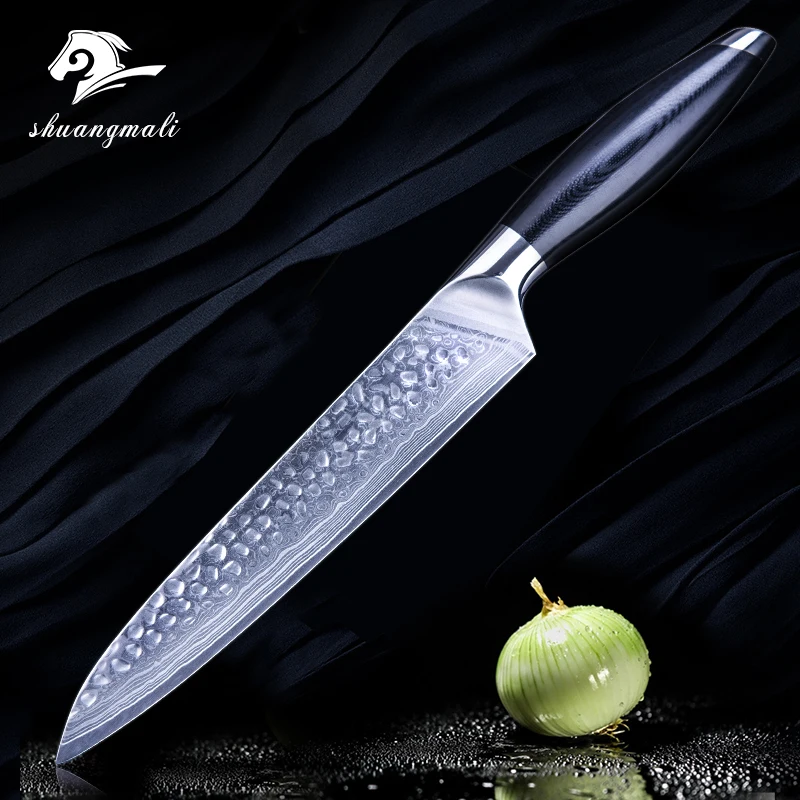 

Professional Kitchen Knife 8" Damascus Steel G10 Handle VG10 Sharp Blade Damascus Pattern Meat Slicing Cutter Kitchen Cook Tool
