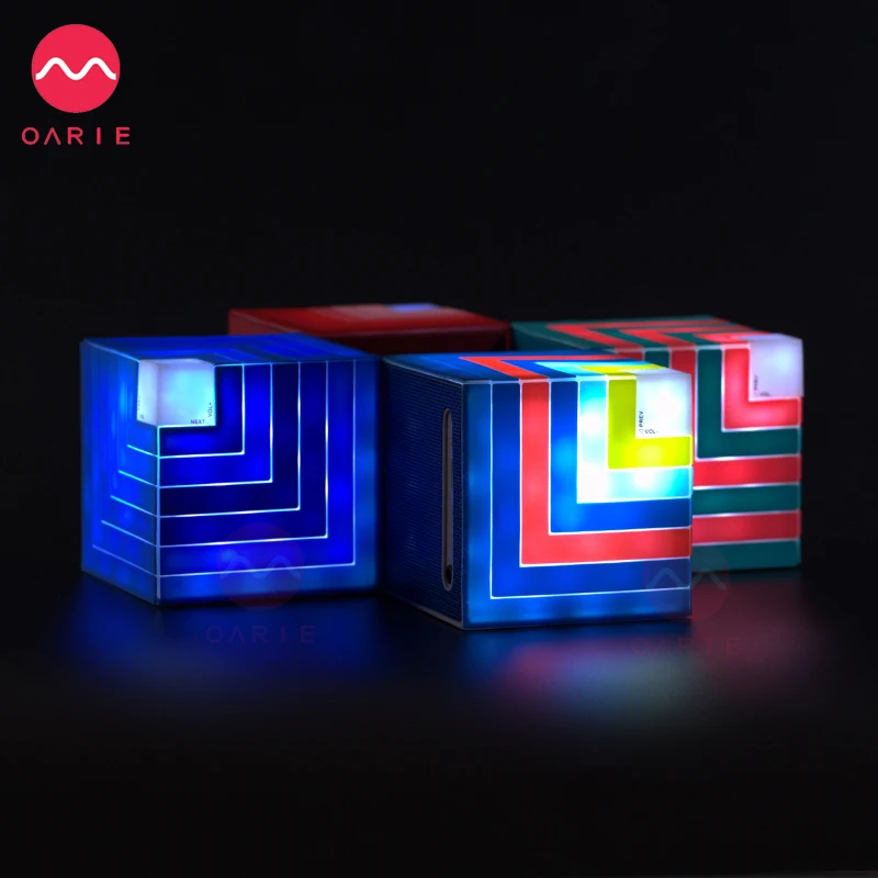 Portable mini Bluetooth Speaker Super Bass Stereo Sound Cubic Rainbow