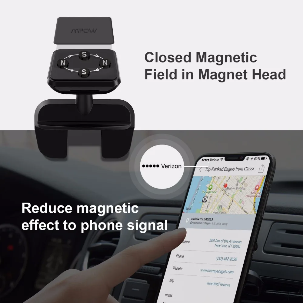  Mpow CA098 Universal Magnetic Phone Car Mount CD Slot Car Phone Holder Stand For Car One-Step Insta