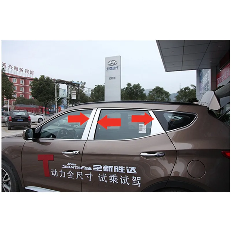 Аксессуары подходят для 2013 2014 2015 HYUNDAI SANTA FE SPORT 6PC окон хромированная стойка из