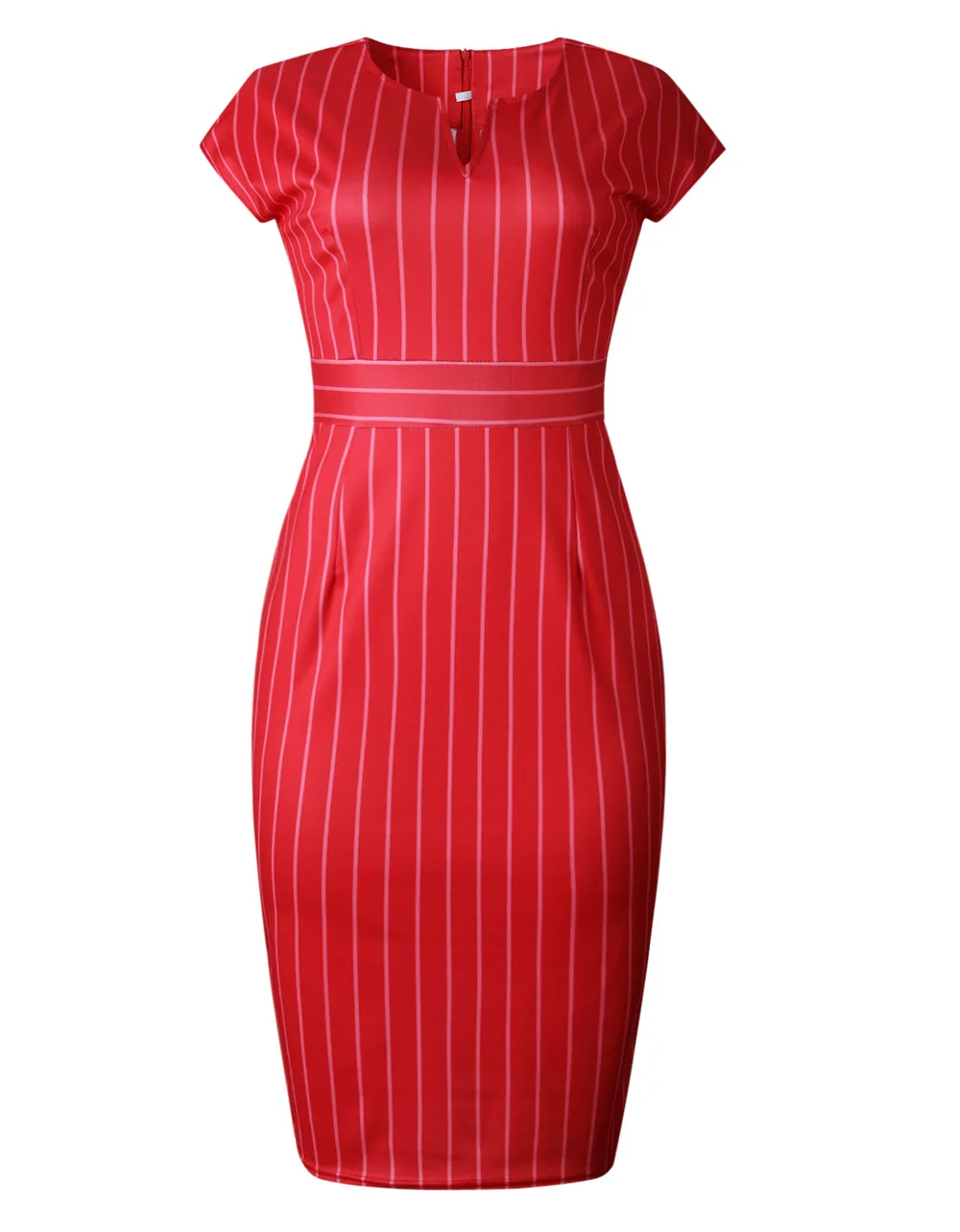 HGTE офисное женское платье в красную полоску, женское облегающее винтажное платье с разрезом сзади и высокой талией, летнее женское платье-карандаш миди с коротким рукавом