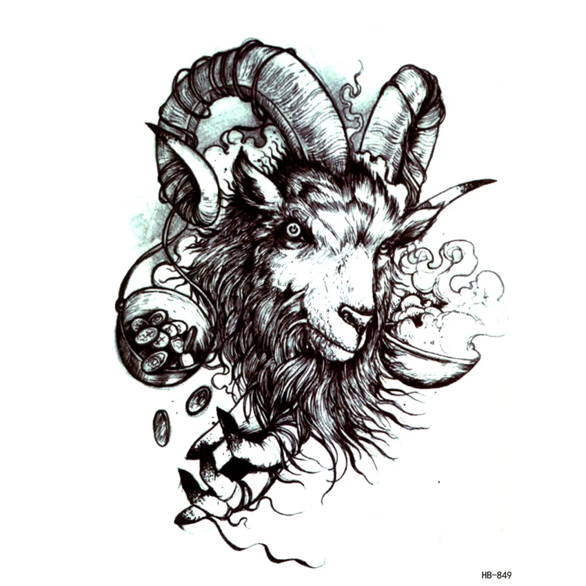 Большой дьявол Baphomet водостойкие Временные татуировки мужские искусственные