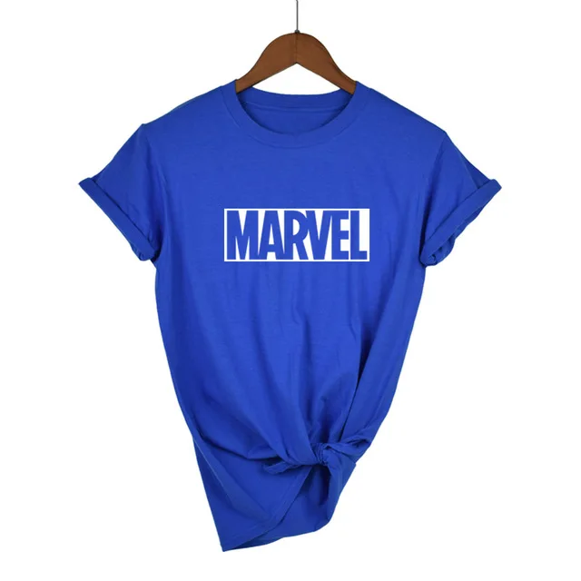 Новинка, модная футболка MARVEL, Мстители, бесконечные войны, Женская хлопковая футболка с коротким рукавом, повседневная женская футболка marvel, футболки, топы - Цвет: Blue-W