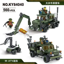 KAZI деформация M-ATV Minesweeping автомобиль строительные блоки модель игрушки для детей 560 шт. совместимые военные наборы