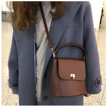 

Simple classic euramerican style bucket bag small High quality pu leather women shoulder bag femal handbag simple style r-5895QW