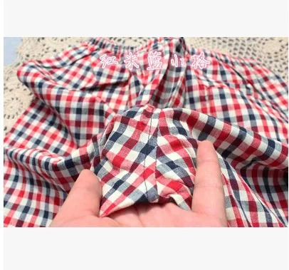 Женские пижамные штаны для сна на весну и осень из хлопка, тонкие клетчатые женские штаны для отдыха и сна - Цвет: Red and blue grid