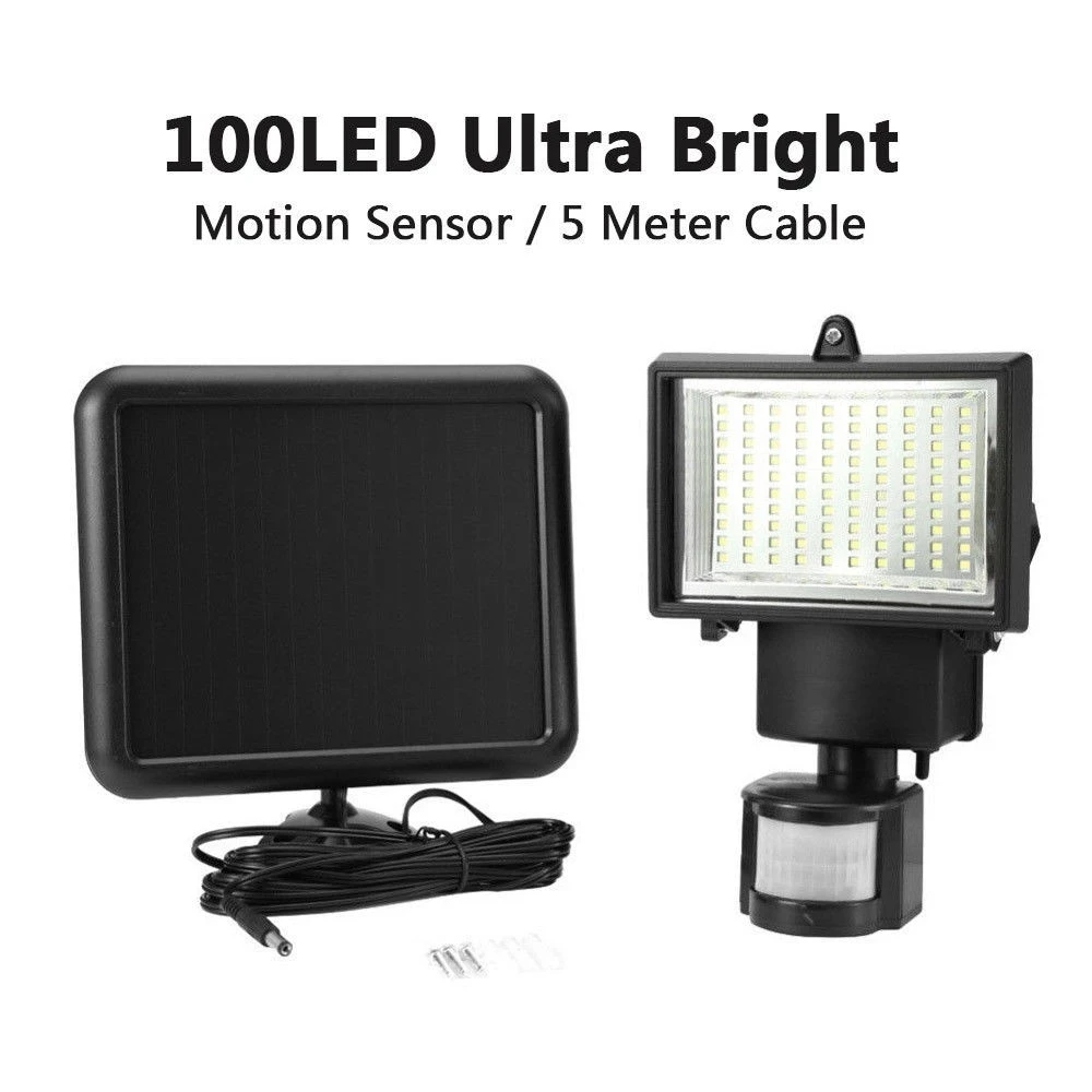 

Outdoor Garden Lighting Bright 100 LED Solar Powered Split Type Street Lamp PIR Sensor Flood Security Wall Light for Home Yard