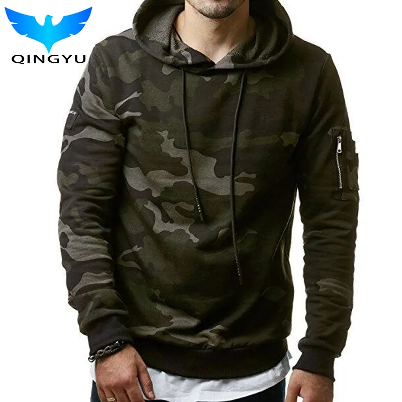 QINGYU 2018 New Mens Hoodies and Sweatshirts Hooded Sweatshirts Male Fashion Military Hoody For Men Camouflage Hoodies 3XL