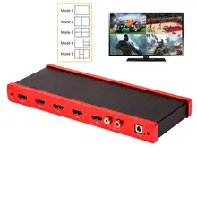 TreasLin HDMI 4×1 Quad MultiViewer 1080P 4 in 1 Out 5 Modes with IR Remote for Game/Exhibition Hall/Education/ Surveillance