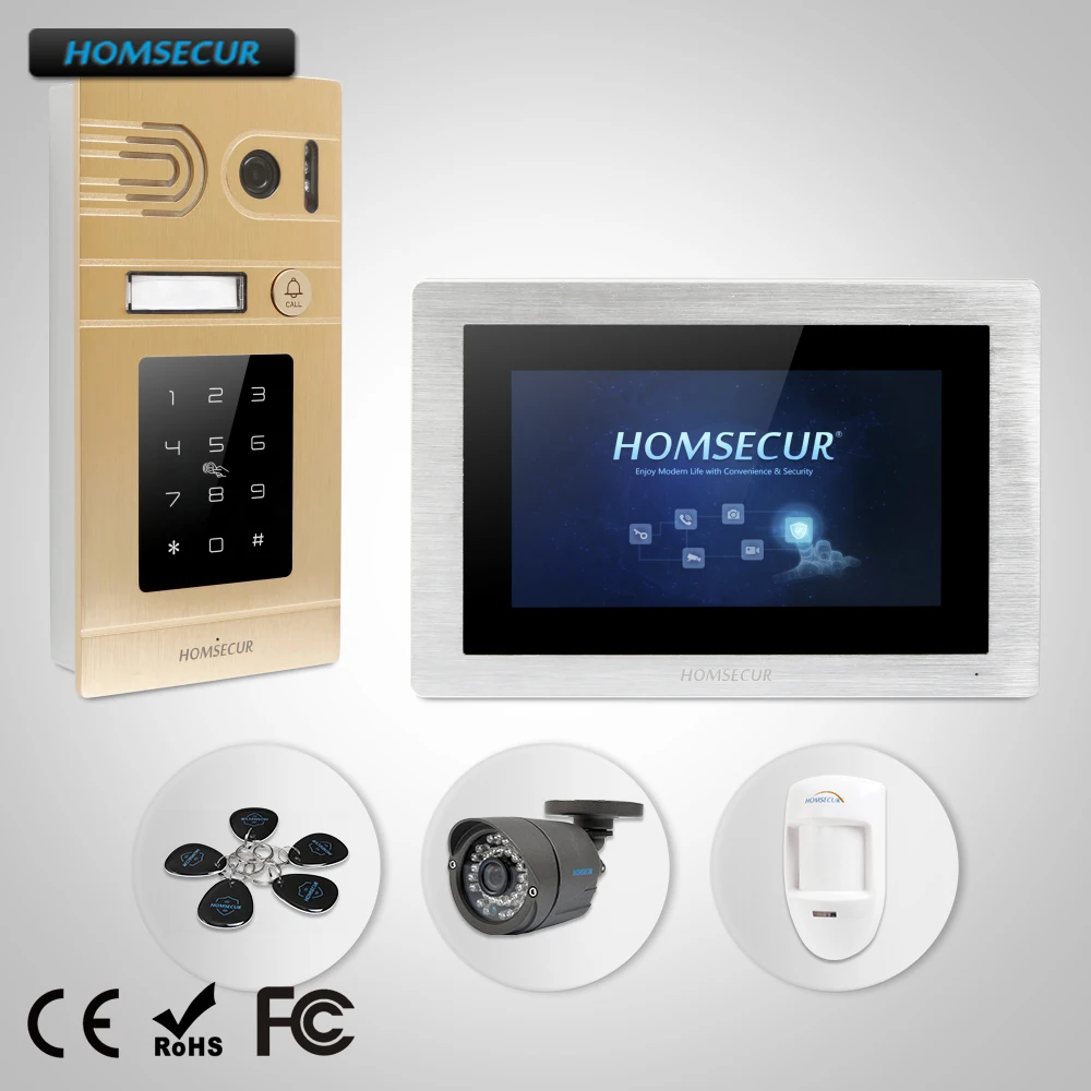 HOMSECUR 7" Wired Video&Audio Home Intercom with Call Transfer for Apartment BC071-G +BM714-S