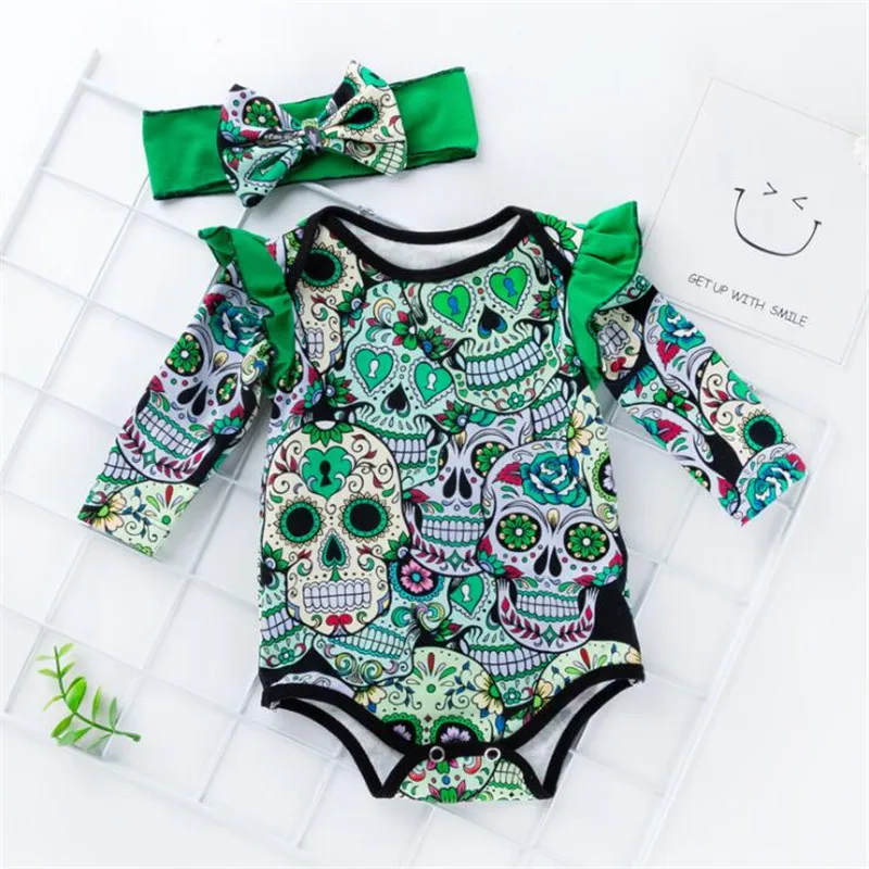 Mexican Skull Baby Girl Halloween Costume Bebe Bodysuit Headband Newborn Tutu Sets Kids Clothes Infant Clothing Bebek Giyim Buy At The Price Of 9 41 In Aliexpress Com Imall Com
