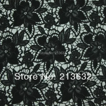 

D po17 New high-end water soluble embroidered cloth Computer embroidery lace Full picture of a black fabric manufacturers