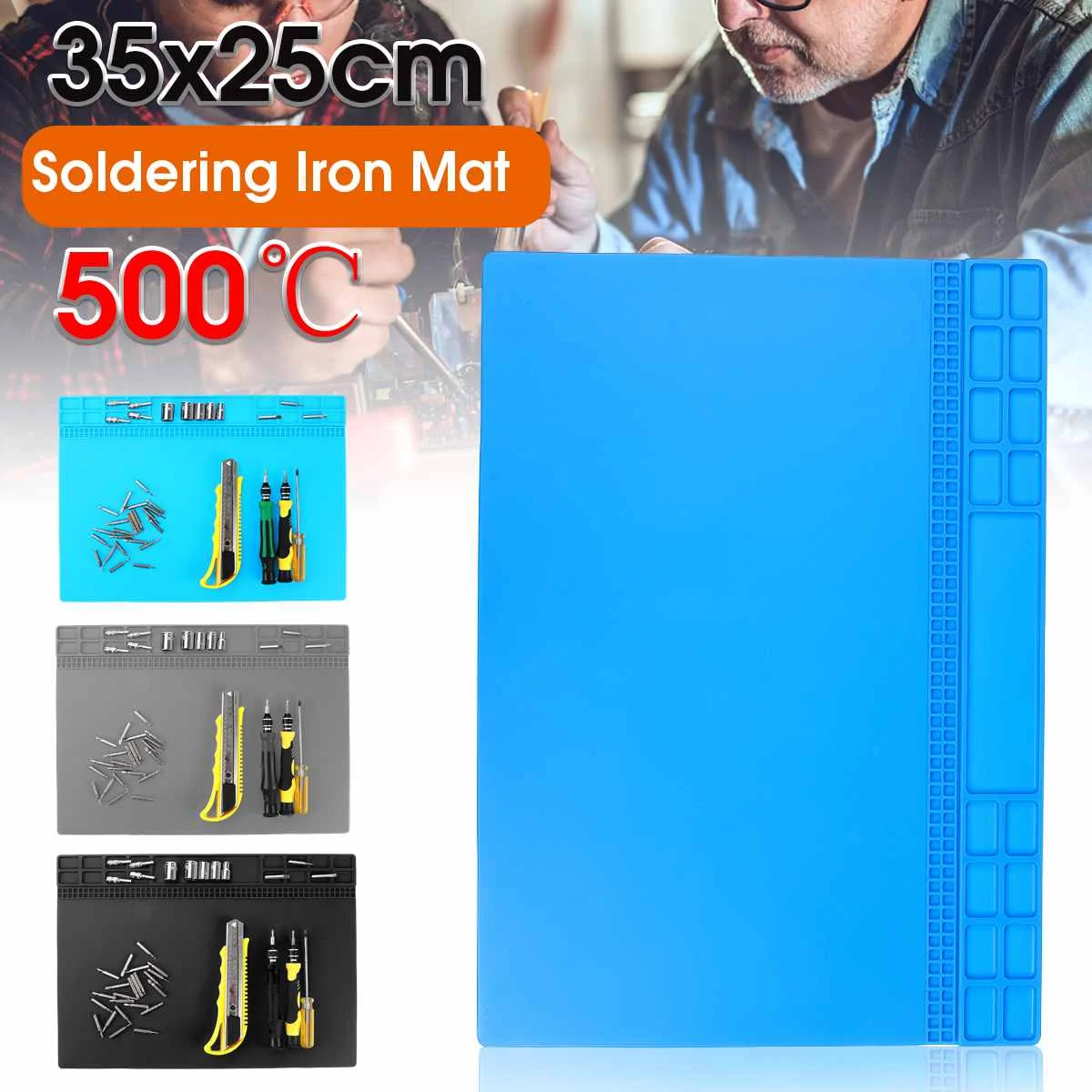 

Heat-resistant BGA Soldering Station Soldering Pad with Magnetic Silicone Insulation Pad Heat Gu n Welding Platform Table Mat