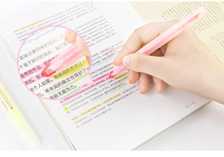 Dual Head Writing 2 in 1 Highlighter Pen Japanese Stationery Cute Office School Supplies