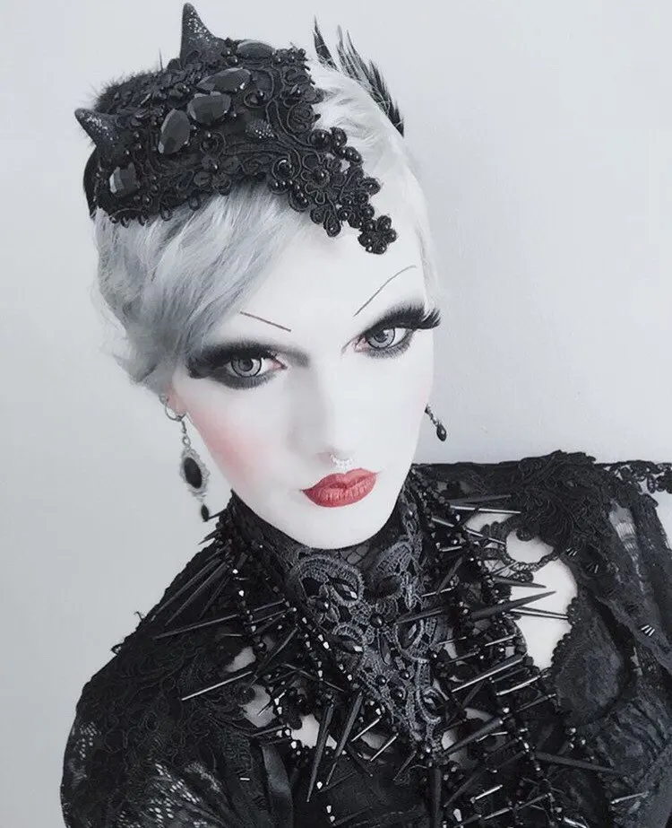 Черный готический отделанный бисером обруч для волос овца головной убор с рогом злой косплей женские костюмы на Хэллоуин