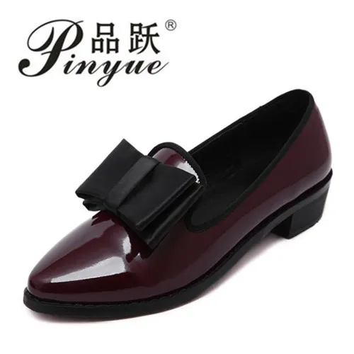 

Big size 34-43 Fashion Sexy Women shoes Patent leather Zip Pointed toe Flats Black Wine red Women casual shoes