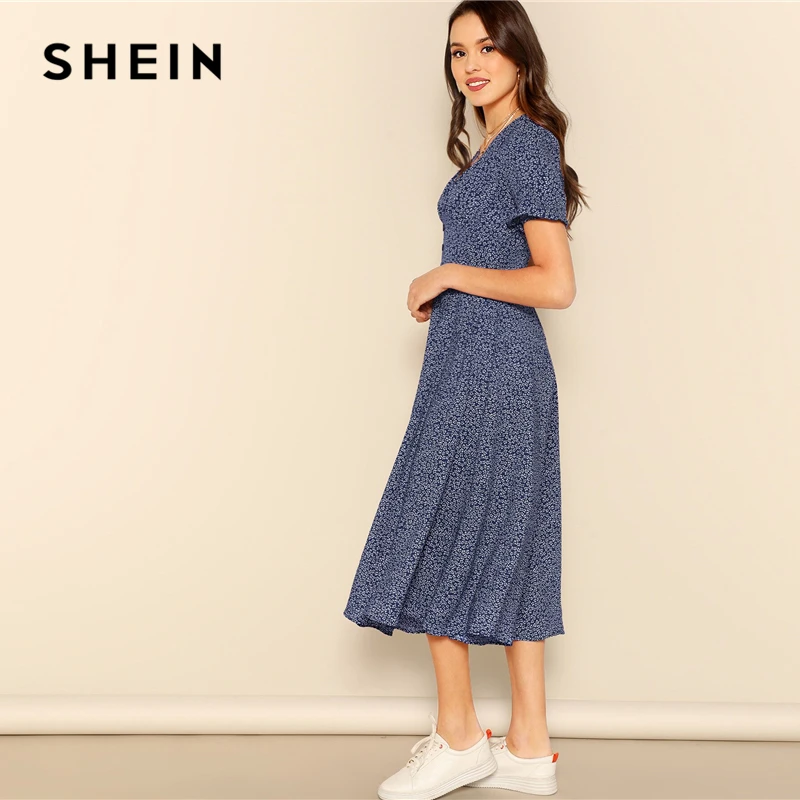 Женское платье с v образным вырезом SHEIN бордовое ТРАПЕЦИЕВИДНОЕ ПЛАТЬЕ С