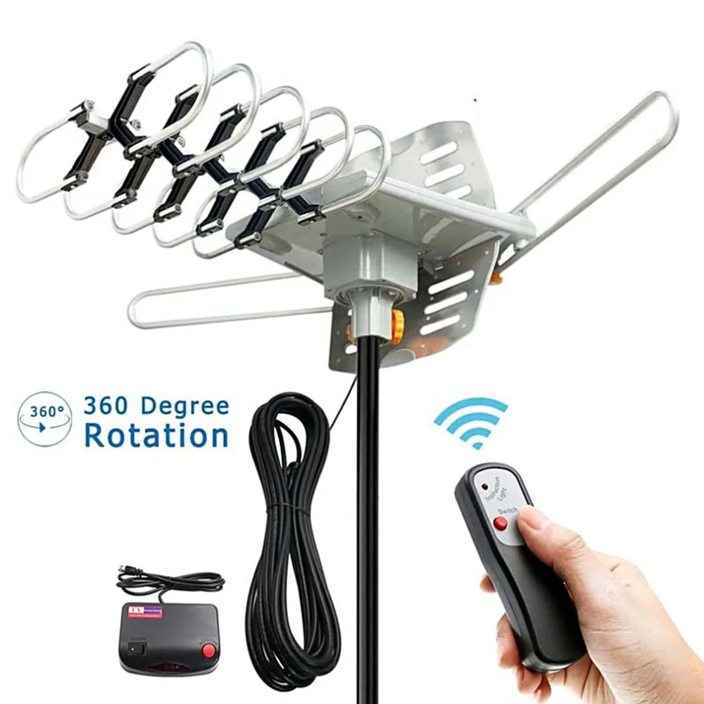 

150 Miles Outdoor TV Antenna Motorized Amplified HDTV High Gain 36DB UHF VHF 1080P 720P HDTV Antenna Drop Shipping