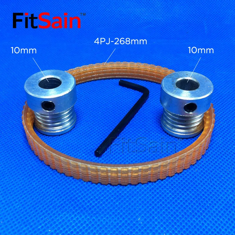 FitSain-Мульти Клин 4PJ ременный шкив 4 слота для вала двигателя 10 мм-10 мм алюминиевый сплав шкив 1:1
