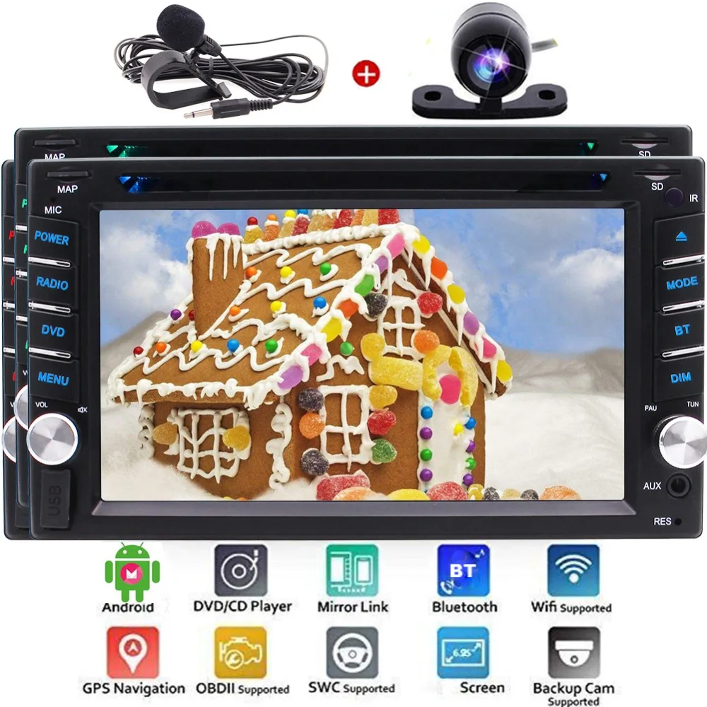 Excellent Bluetooth GPS Navigation Car Radio FM/AM RDS Support Steering Wheel Control Remote Control USB/SD Subwoofer WIFI OBD2 Mirror 0