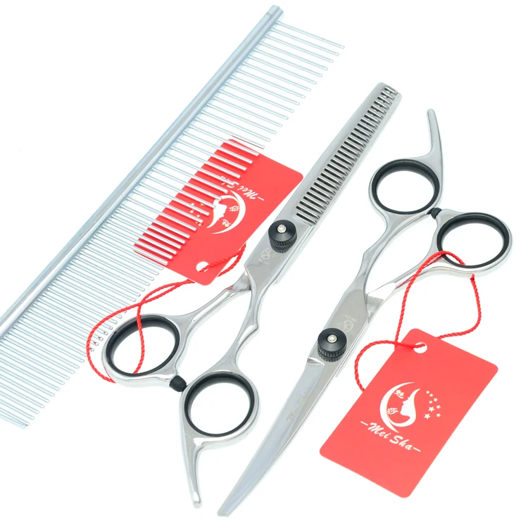 Meisha 6 inch Professional Pet Grooming Scissors Set for Hairdressing Dog Cutting Thinning Curved Shears Puppy Cliper HB0022