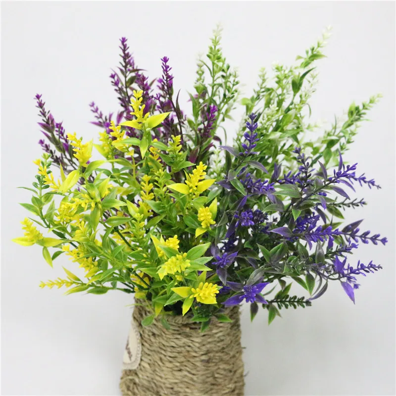 JAROWN Artificial Plants Fake Plastic Lavender 7 Branch Simulation Plastic Flower Bouquet For Wedding Home Party Decoration (1)