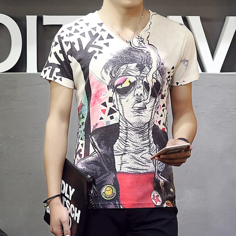 Print Cartoon Cotton t-shirt men medusa Big Size C...