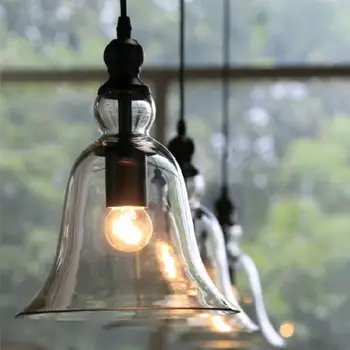 

European Vintage Industrial Plated Pendant Lamps Hanging Lights Bedroom Light Glass Lampshade Pendant Lights Edison Bulb