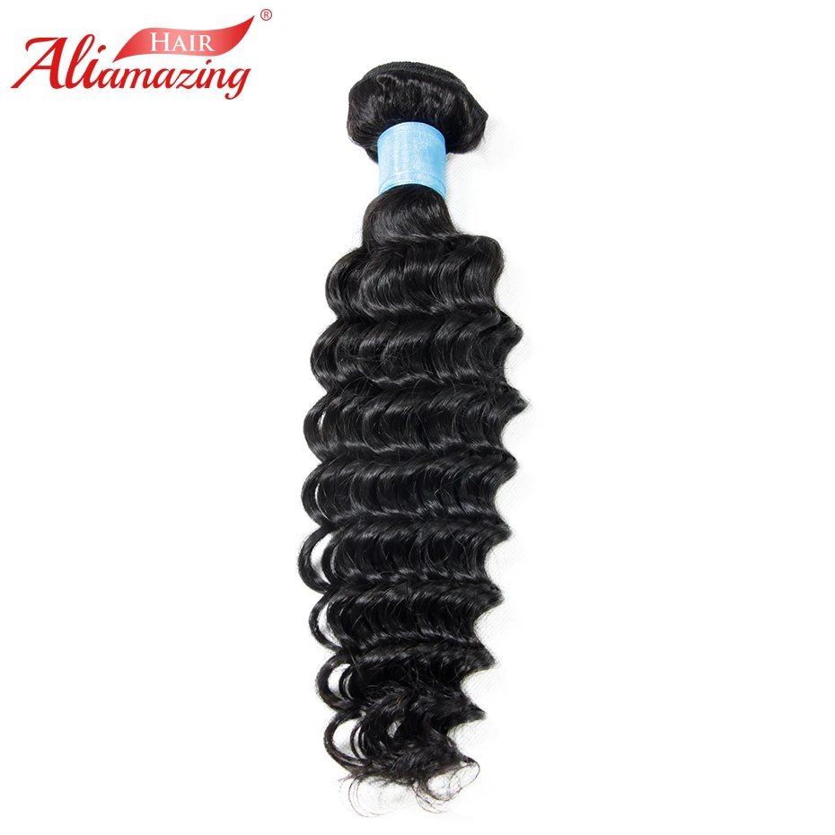 

Ali Amazing Hair Deep Wave Brazilian Hair Weave Bundles 1pcs Remy Human Hair Bundles Extensions Natural Black #1B Free Shipping