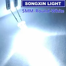 Luz led de diodo 50 unidades/pacote ultra brilhante, 14000mcd 5mm branco transparente 5mm diodo emissor de luz 5mm (dip 3 v 6000k ultralbright)