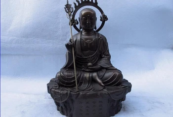 

USPS to USA S1091 12 Chinese Buddhism Temple Refined Copper Bronze Jizo Rohan Monk Buddha Statue