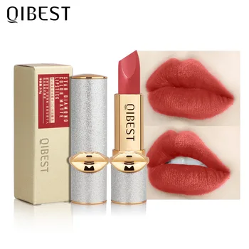 

Qibest matte lipstick pencil 6 colors sexy red brown soft cream waterproof long lasting rose red pumpkin brown lipstick QB040