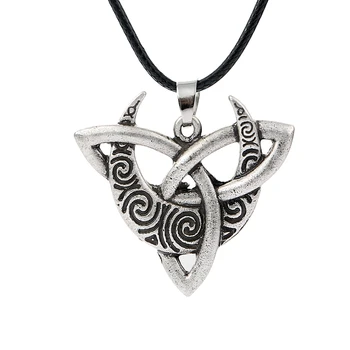 

50pcs Handmade Triangle Triquetra Necklace Celtics Moon Pendant Jewelry For Women Men Wholesale