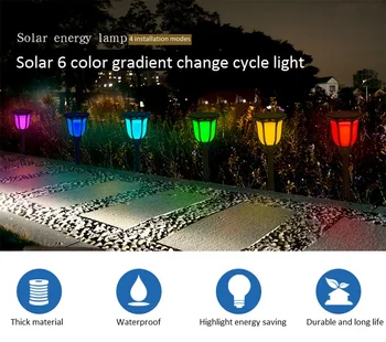 

Hot 6 Colors 12 LEDs Solar Flame Light Torch Lamp Wall Light Garden Outdoor Lamp RGB Landscape Light Post Light for Home Garden