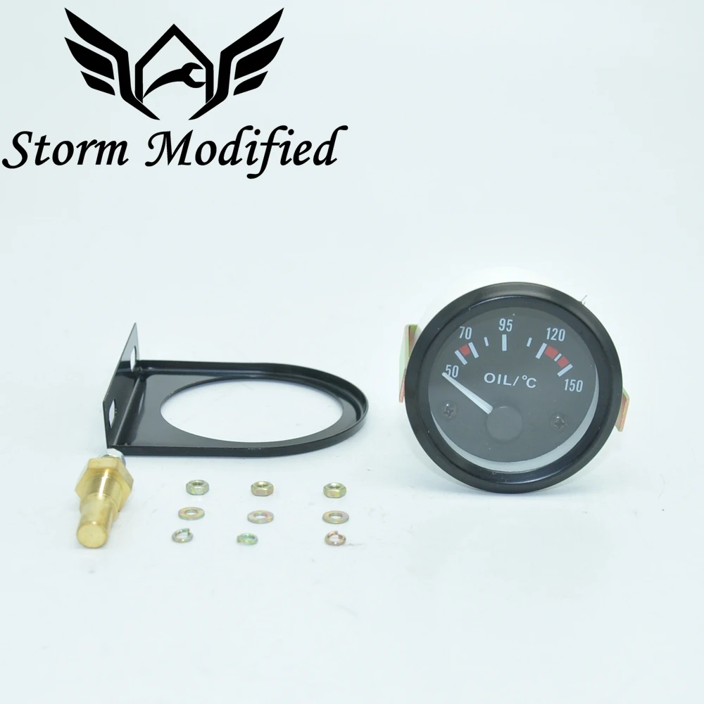 SuTong 2" 52mm Universal Car Black Analog Oil Temperature Temp Gauge 50-150C LED Light