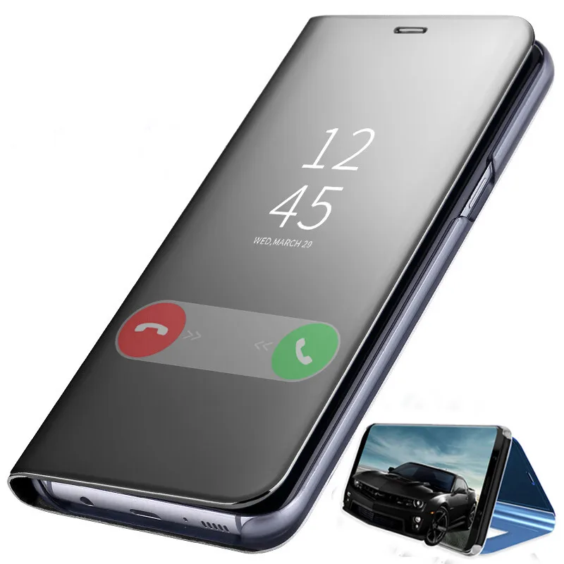 Умный зеркальный флип-чехол для Samsung Galaxy A71 A51 A50 A30 M30s S8 S9 чехол-книжка с подставкой