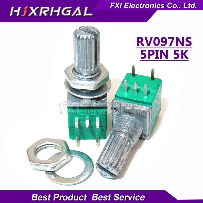 5pcs RV097NS 5K single linked potentiometer B5K with a switch audio