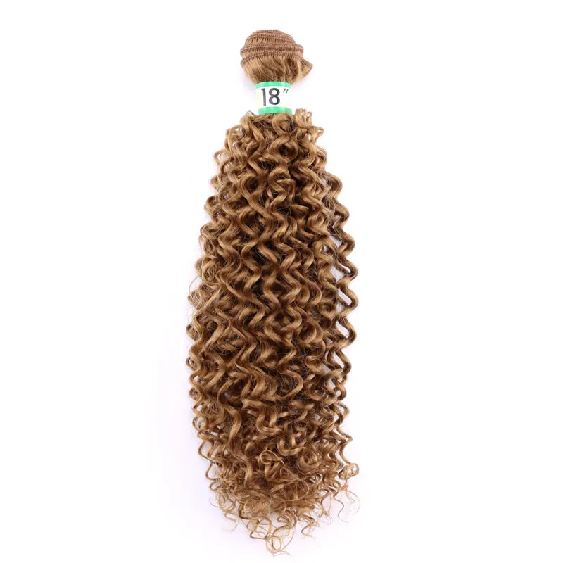 Angie Kinky пучки вьющихся волос 16 18 20 дюймов Ombre синтетические волосы для наращивания два тона волокно волос weave 70 г/шт. для женщин - Цвет: #27