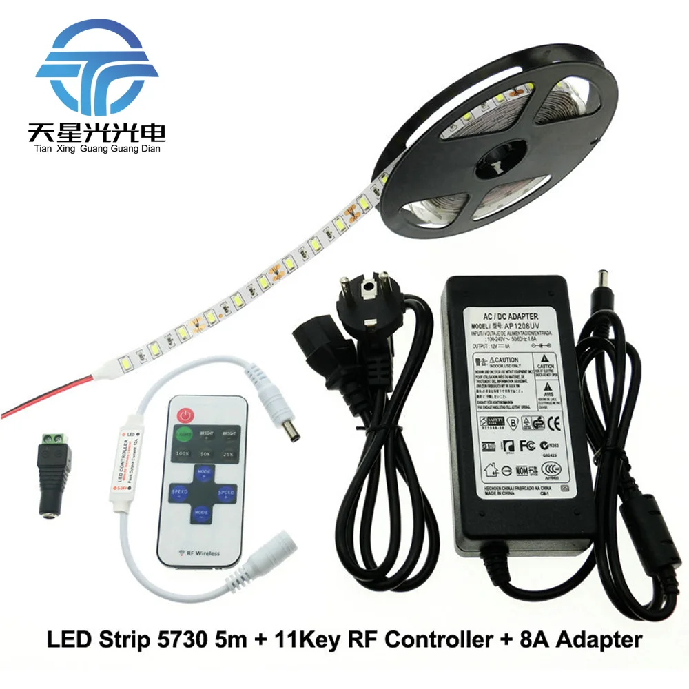 

TXG LED Strip 5730 5m + RF 11Key Controller + DC12V 8A Adapter Flexible LED Light Sets.