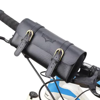 

British Style Vintage Leather Bike Phone Holder Bycicle Leather Handlebar Phone Bags Holder Multifunction Leather bag