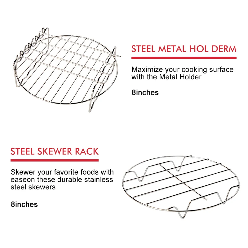 Высокое качество аэрофритюрница для приготовления блюд без Аксессуары 8 дюймов для Gowise Phillips Cozyna и Secura, набор из 7, подходит для всех Airfryer 5.3QT для 5.8QT