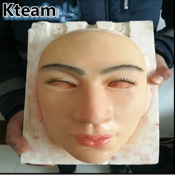 

Top Grade Human Mask Artificial Lady Latex Mask Hood Full Face Mask Human Skin Halloween Realistic Silicone Crossdress Mask