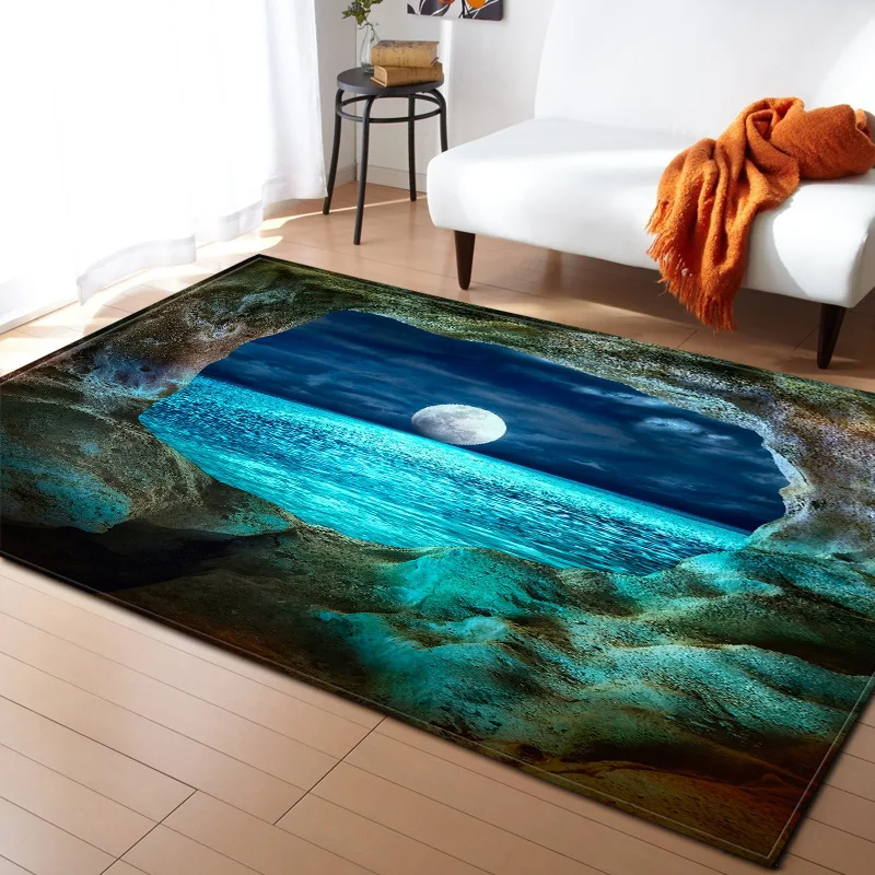 

Ковер фланелевый с 3D принтом космической земли и звездного неба, 150x200 см