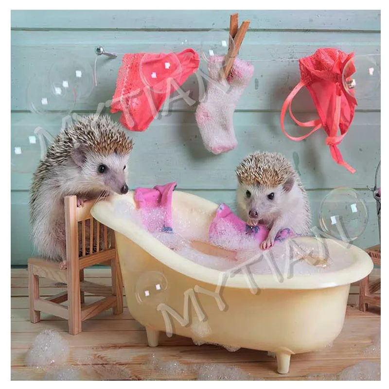 Full Drill 5D Diamond Painting Cute Hedgehog Cross Stitch Kits Embroidery Decors