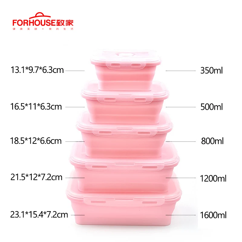 Silicone Collapsible Lunch Box Food Storage Container Bento BPA Free Microwavable Portable Picnic Camping Outdoor Free Shipping 5