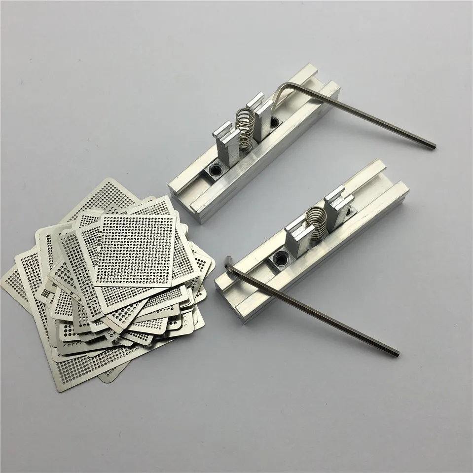 

1Set 29pcs Universal Direct Heating BGA Stencils Templates + 2pcs Reballing Jig For Chip Rework Repair Soldering Kit