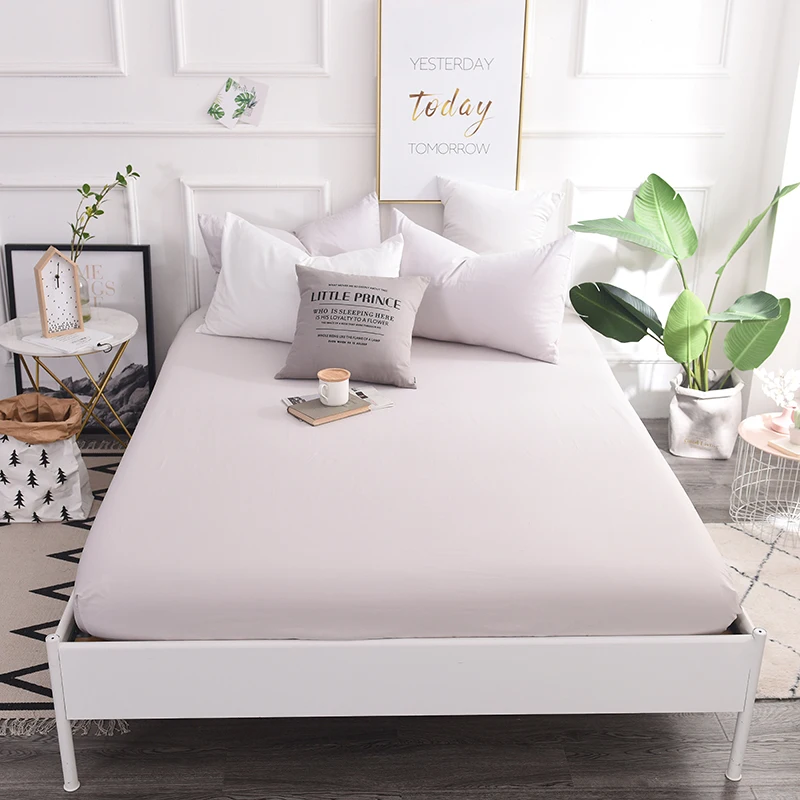 

Bedding Outlet Mattress Cover Fitted Sheet Bedding Bed Sheet Bedding Simple Silver Solid Color Mattress Protector Cotton 4 Size