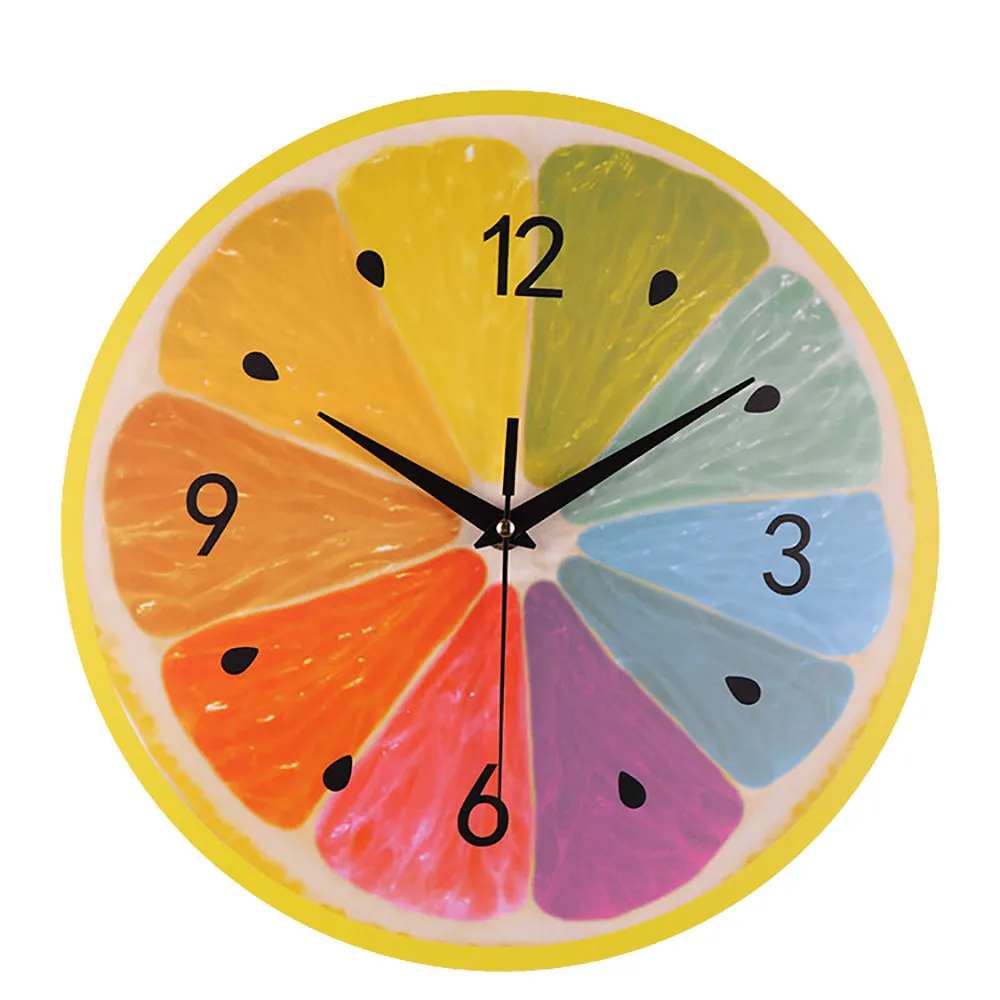 Настенные часы семейная кухня бесшумное сканирование современные элегантные фрукты креативные цифровые часы украшение для дома подарок L0517 - Цвет: A