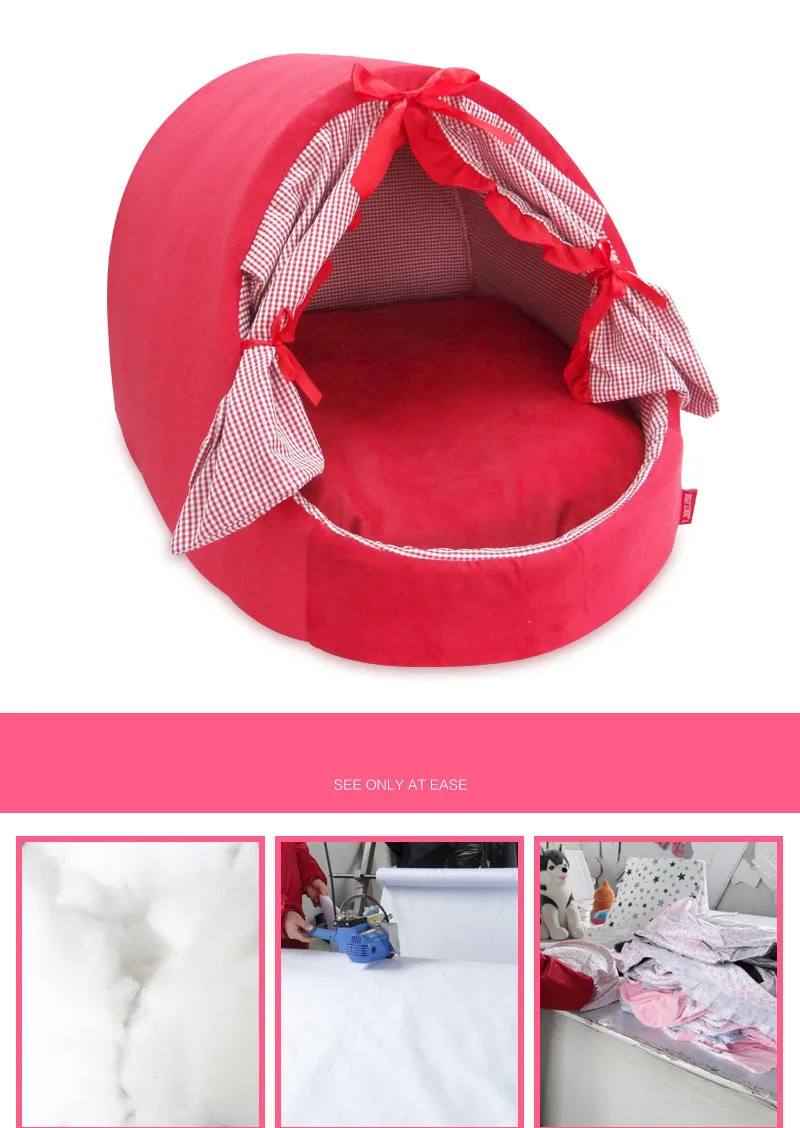 Розовая кружевная зимняя кровать для щенка, милая кровать для принцессы, мягкая удобная подходящая кровать для кошек, собак, высокое качество, кровать для маленьких собак